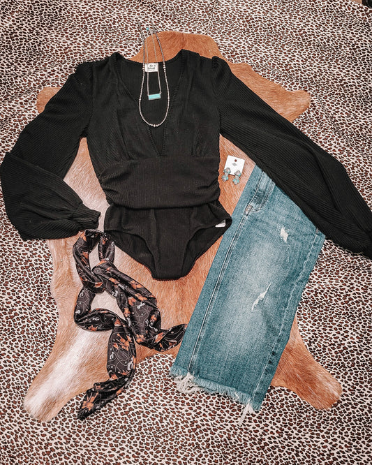 Straight Up Bodysuit - Solid Black