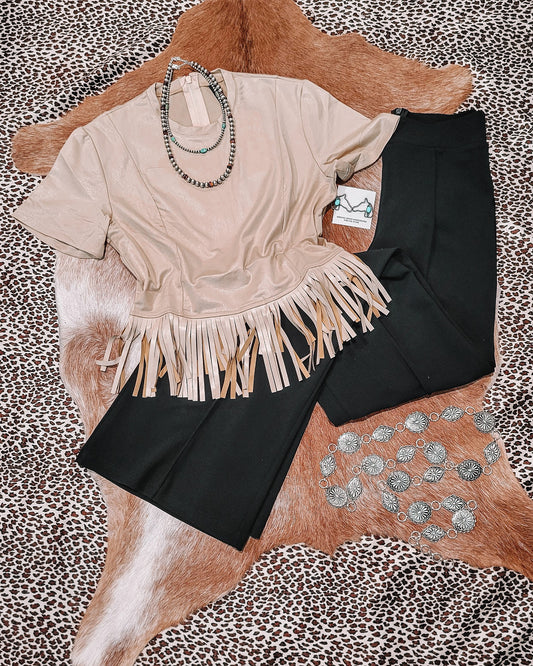Stardust Fringe Crop - Sand