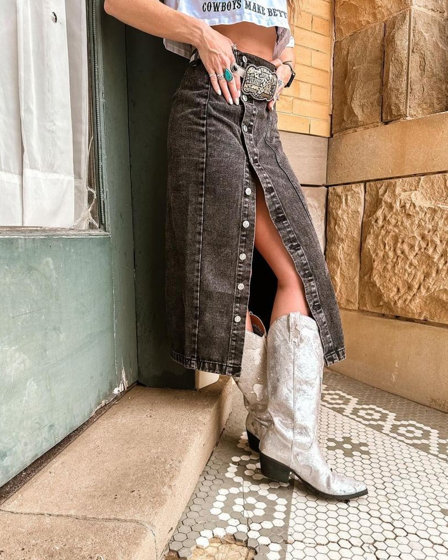 The Outlaw State Of Mind Denim Skirt