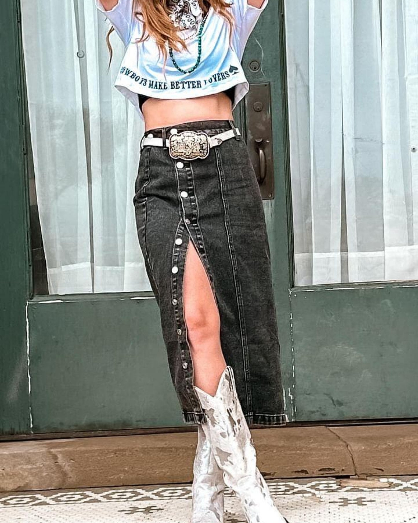 The Outlaw State Of Mind Denim Skirt