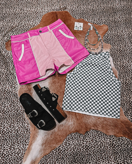 Camino Cool Leather Shorts - Pink