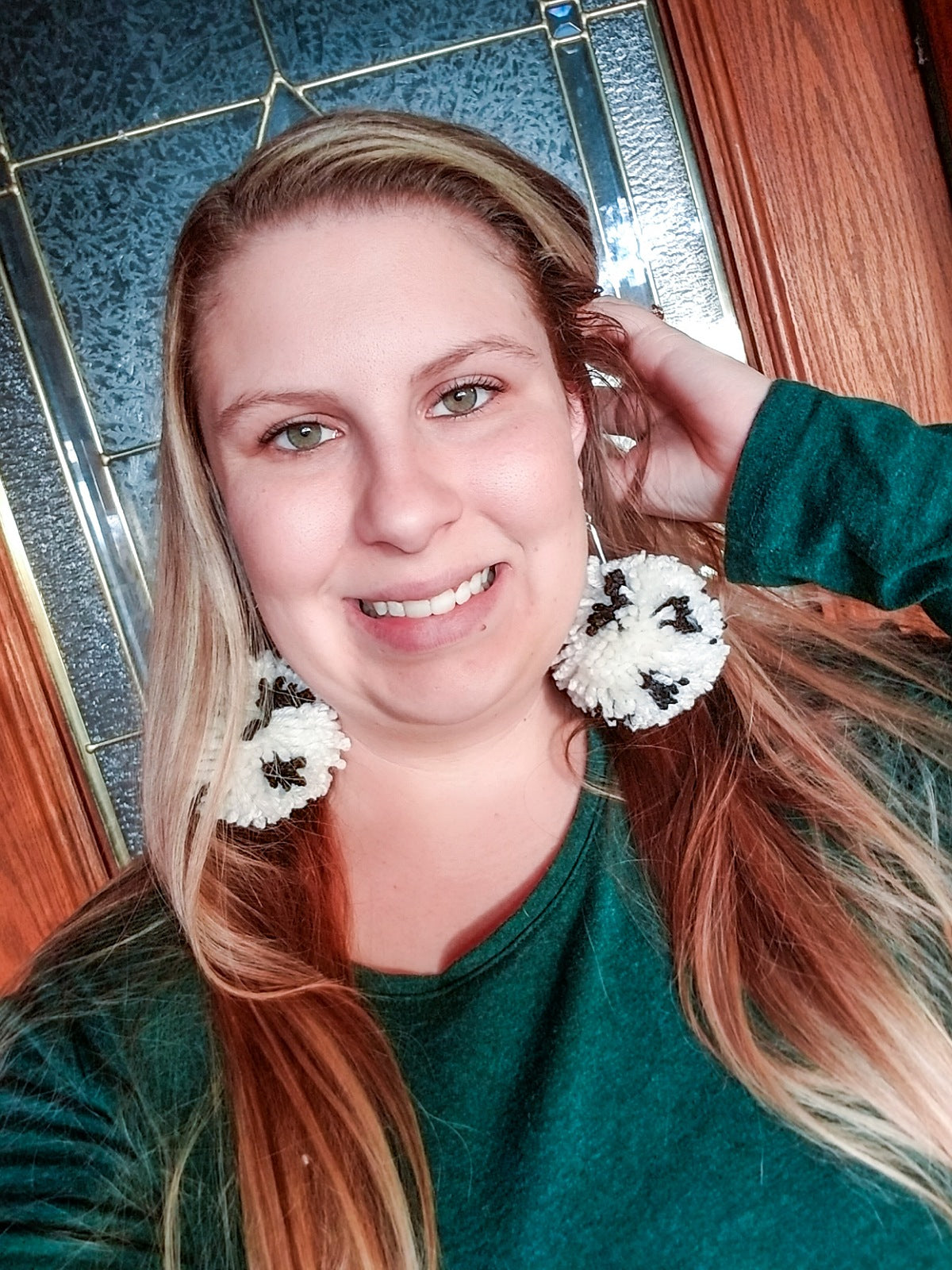 Cowhide Pom Pom Earrings - XL