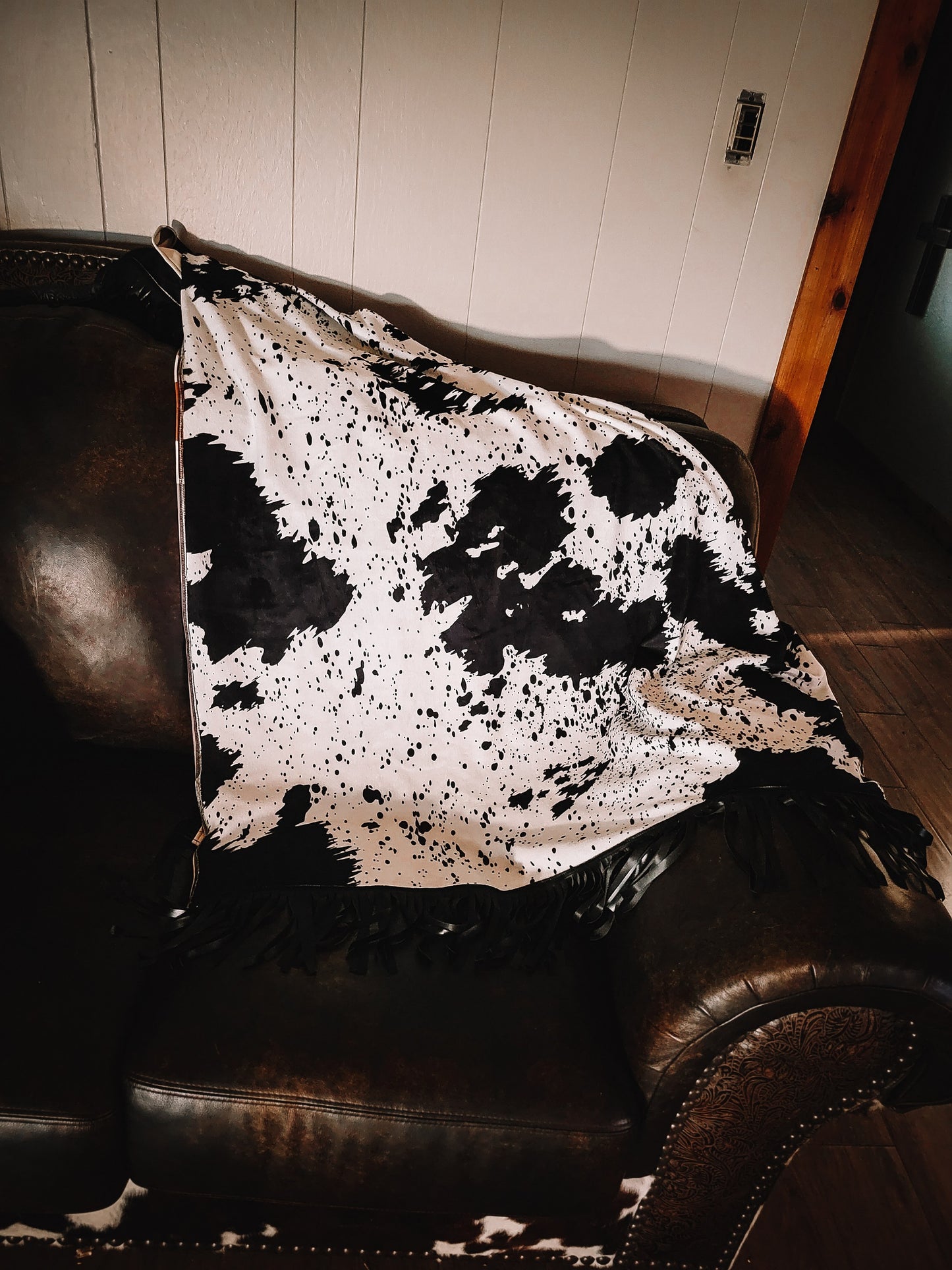 Punchy Cowhide Fringe Blanket