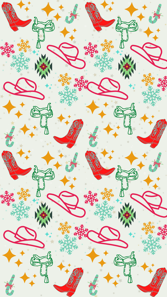 Cowgirl Christmas Phone Wallpaper