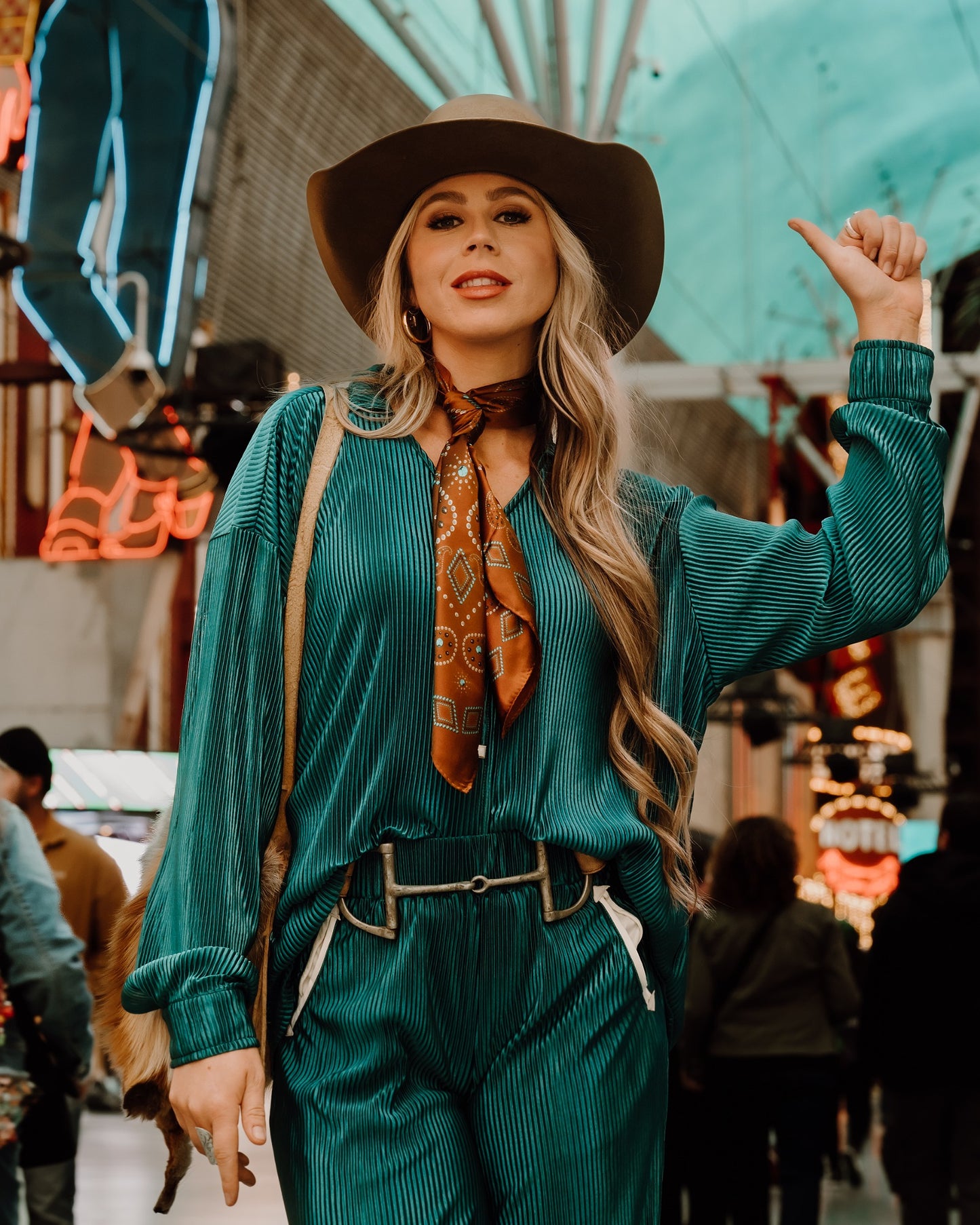 Pony Up Plisse Pearl Snap - Teal