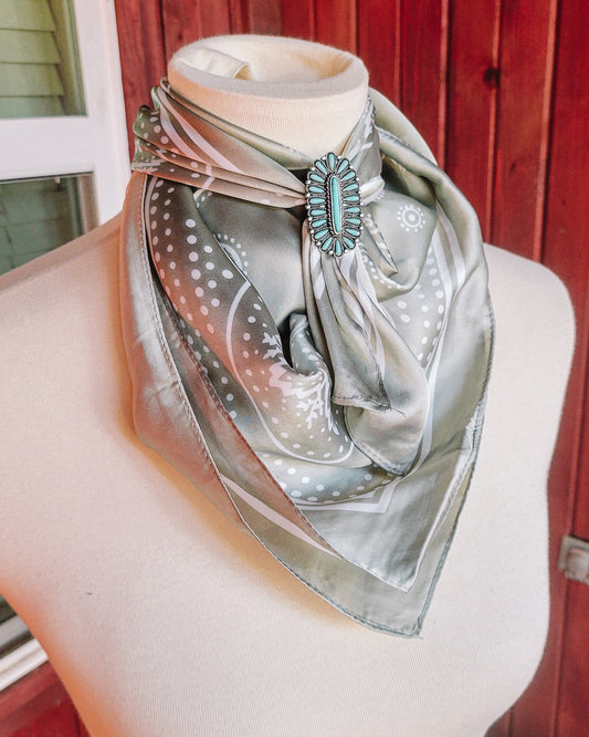 Silky Bandana Print Wild Rag - Sage Mint