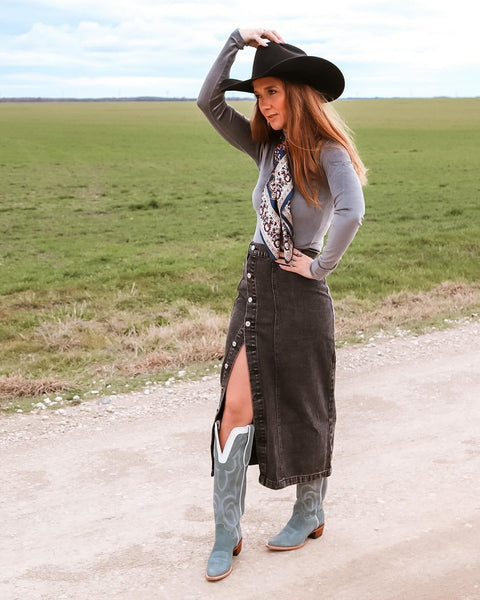 The Outlaw State Of Mind Denim Skirt