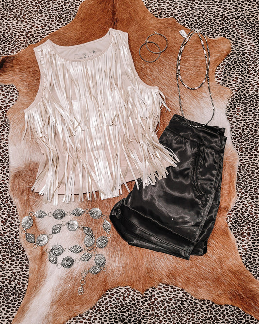 Girls Best Fringe Tank - Pearl