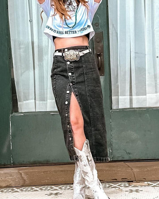 The Outlaw State Of Mind Denim Skirt
