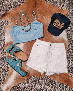 Blue Bellini Crop Tank