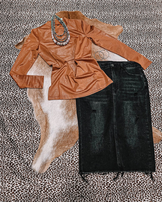 Leddy Leather Long Sleeve - Saddle
