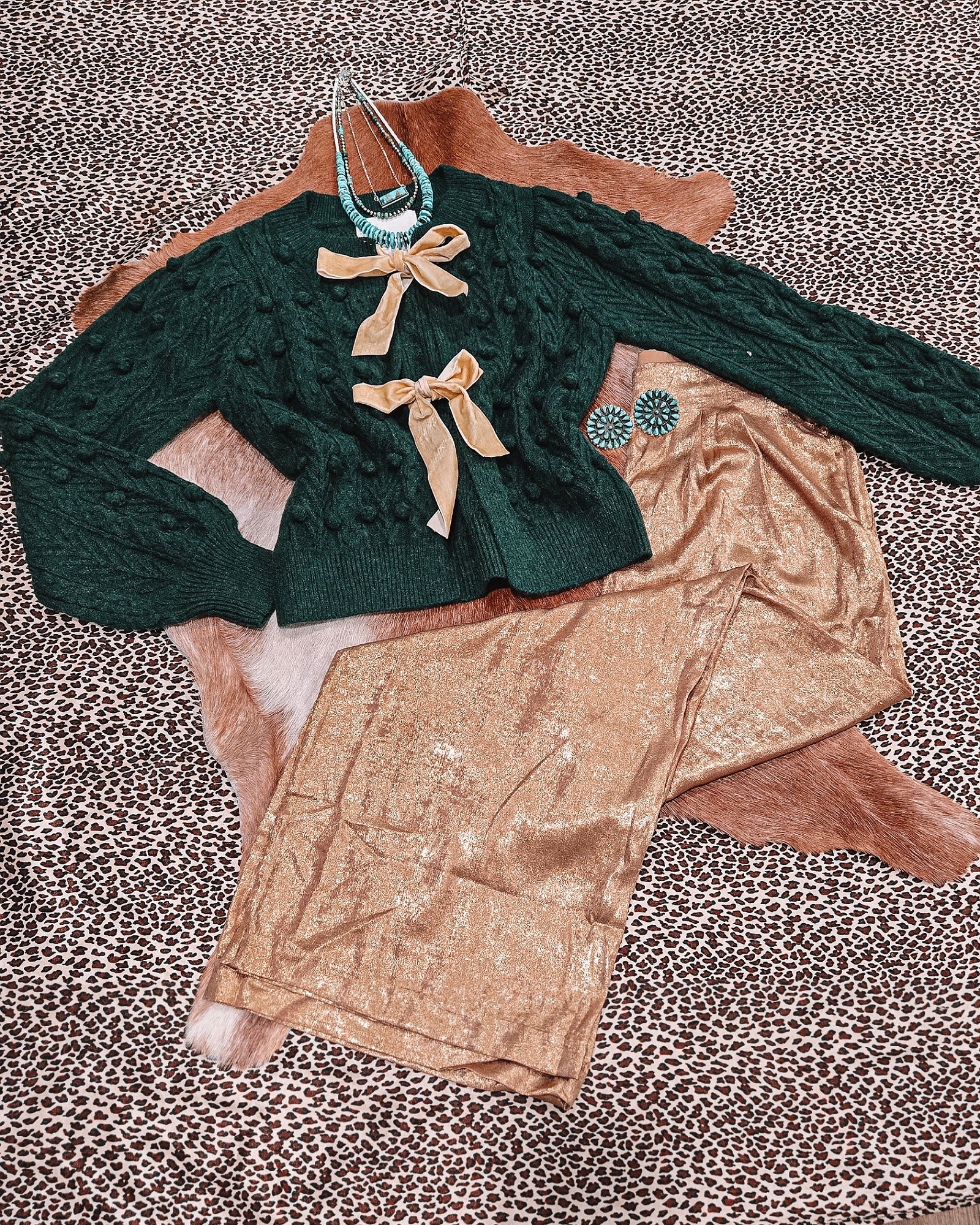 Fresh Pine Tie Front Sweater