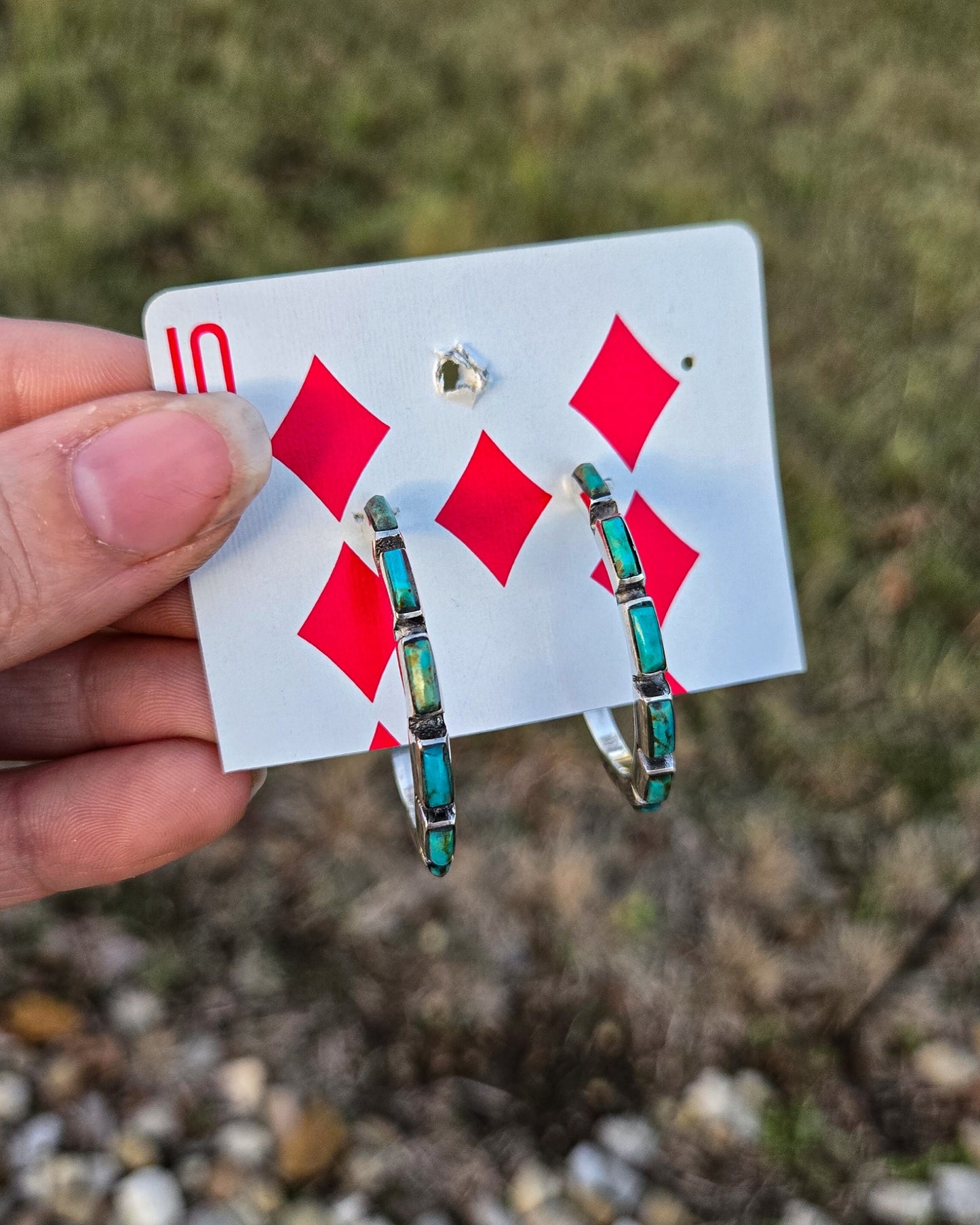 Chicklet Turquoise Hoops