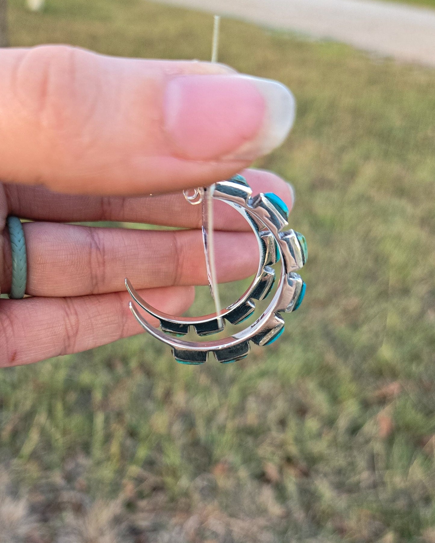 Chicklet Turquoise Hoops