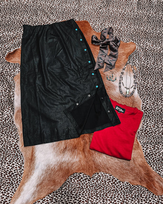 Leather Lux Skirt - Black