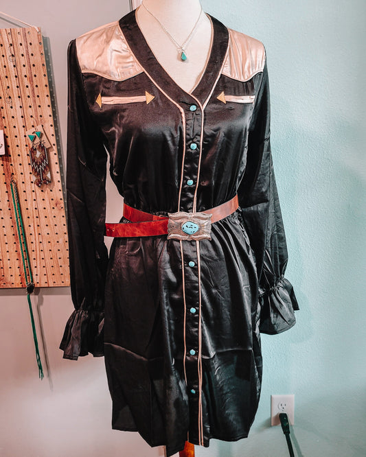 Bonanza Pearl Snap Dress - Black