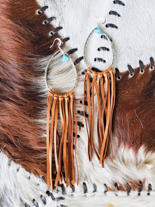 Saddle Up Fringe Earrings - Tan