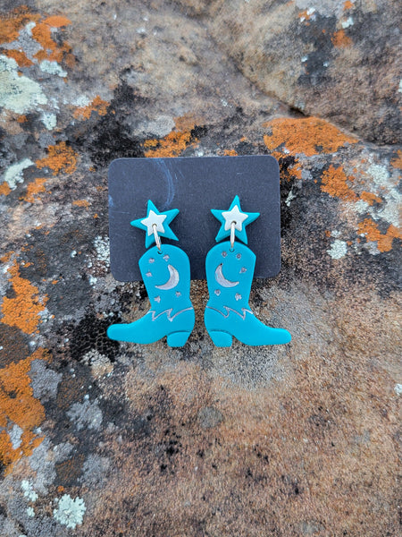 Dancin' Boots Earrings - Turquoise