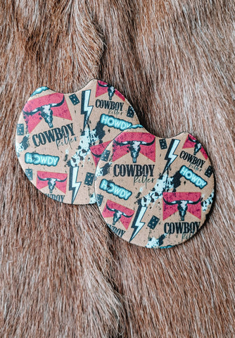 Howdy Cowboy Car Coasters