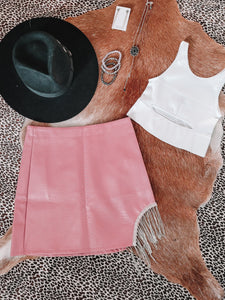 Fringe-Tastic Snakeskin Skirt - Pink