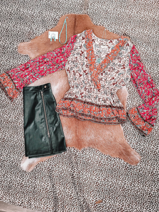 Ruby Red Bell Sleeve Top