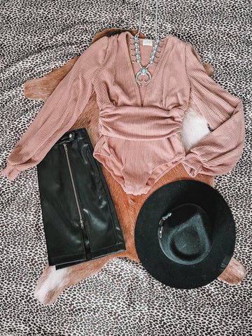 Straight Up Bodysuit - Rose Gold