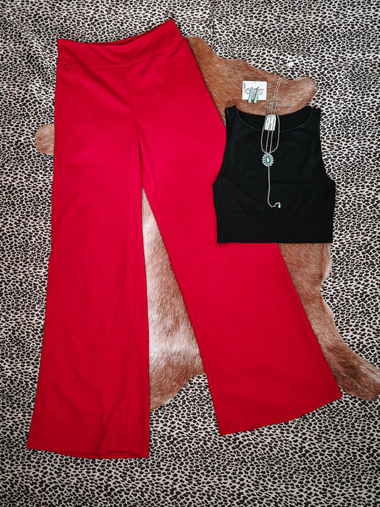 Cowboy Comfort Ribbed Trousers - Red