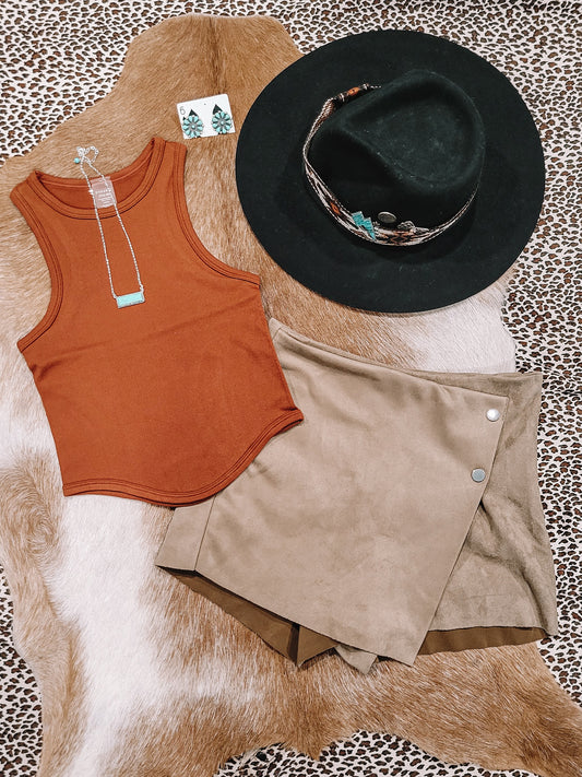 Two Step Crop Top - Cinnamon