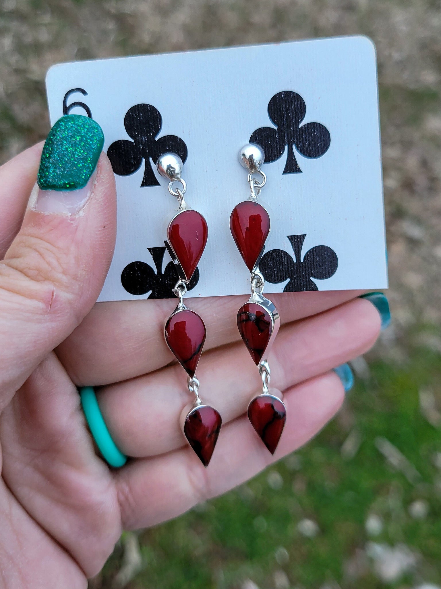 Dewdrop Studs - Red Jasper