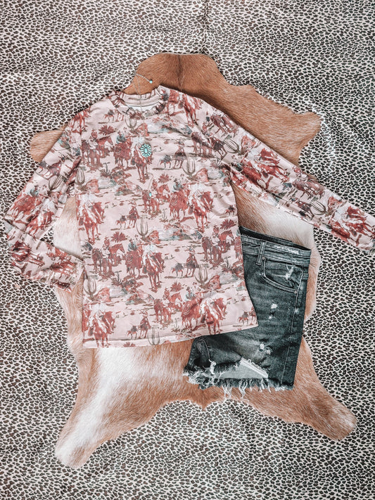 Take Me Home Cowboy Mesh Top