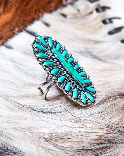 Natural Turquoise Cuff Ring
