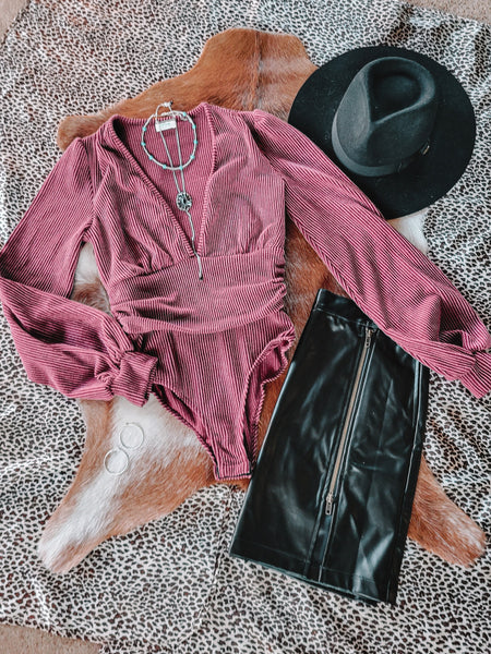 Straight Up Bodysuit - Wine