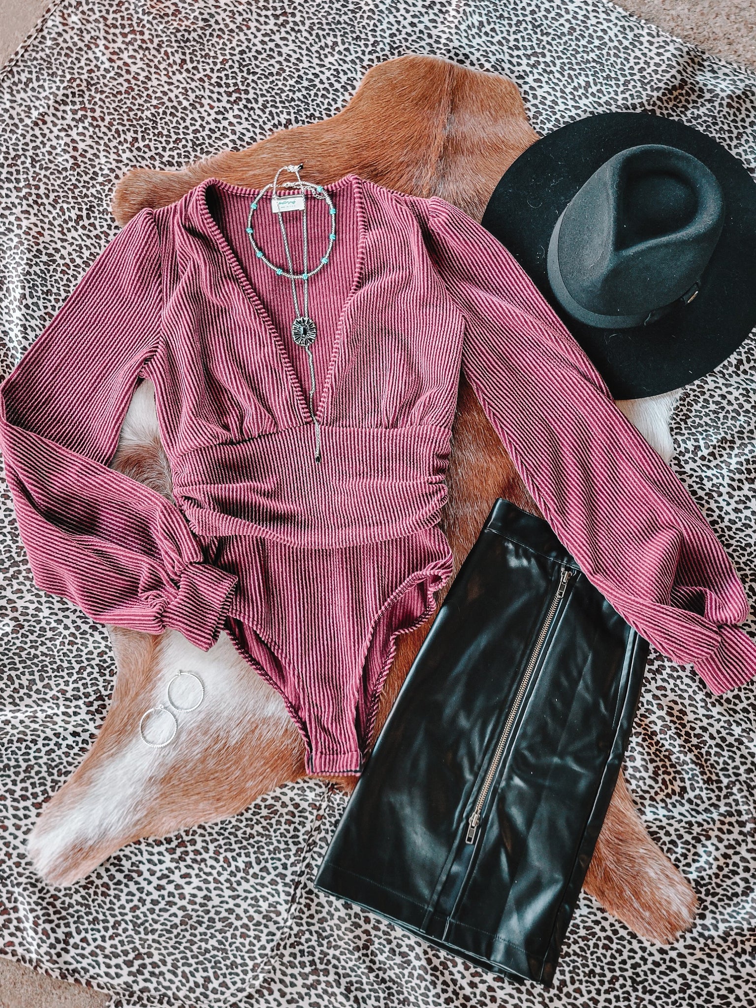 Straight Up Bodysuit - Wine